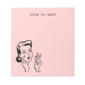 Roze Retro Lady Note voor Self Memo Pad Notitieblok (Voorkant)
