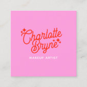 Roze Retro Make-up Artiest Vierkante Visitekaartje (Voorkant)