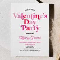 Roze Retro Minimalistische Valentijnsdag Party