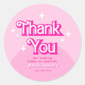 roze retro moderne trendy Bedankt Ronde Sticker (Voorkant)