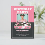 Roze retro muziek kaart (Staand voorkant)