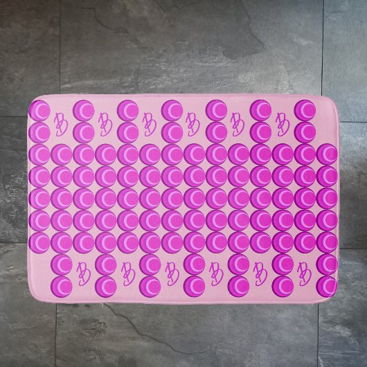 Roze retro patroon in trendy stijl met monogram badmat
