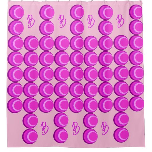 Roze retro patroon in trendy stijl met monogram douchegordijn (Voorkant)