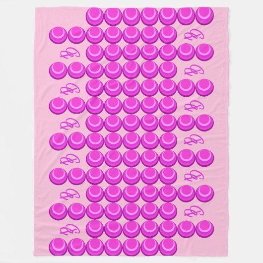 Roze retro patroon in trendy stijl met monogram fleece deken (Voorkant)