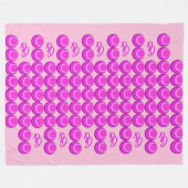 Roze retro patroon in trendy stijl met monogram fleece deken (Voorkant (Horizontaal))
