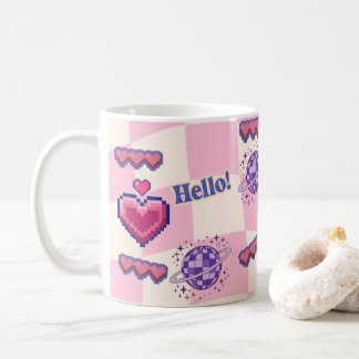 Roze Retro Pixel Hart Mok