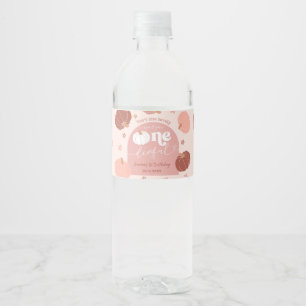 Roze Retro Pompoen Eerste Verjaardag Fles Label Waterfles Etiket