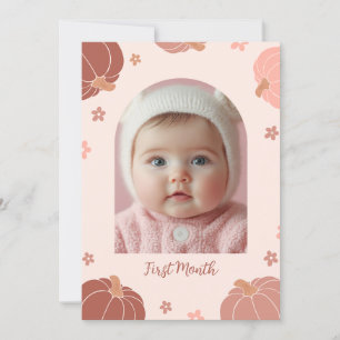 Roze Retro Pompoen Eerste Verjaardag Foto Banner Kaart