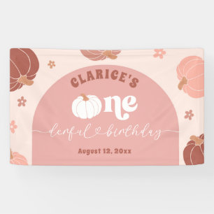 Roze Retro Pompoen Verjaardag Grote Banner