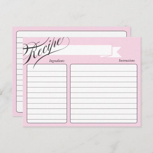 Roze Retro Recipcard Briefkaart (Voorkant / Achterkant)