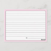 Roze Retro Recipcard Briefkaart (Achterkant)