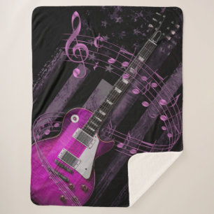 Roze Retro Rock Industrial American Flag Guitar Sherpa Deken