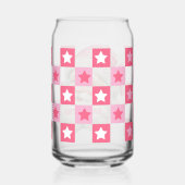 Roze Retro Santa Claus Roze Tartan Plaid Kerstmis Blikvorm Glas (Rechts)