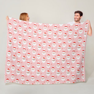 Roze Retro Santa Clause Verpakkingspapier Fleece Deken