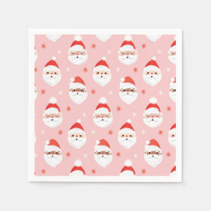 Roze Retro Santa Clause Verpakkingspapier Servet