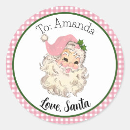 Roze  Retro Santa Gift Label