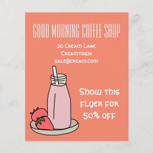 Roze retro schattige caféwinkel flyer (Voorkant)