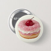 Roze Retro Schattige  Cherry Donut Button (Voorkant /achterkant)