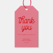 Roze Retro script Baby shower Cadeaulabel (Voorkant)