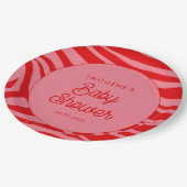 Roze Retro script Baby shower Papieren Bordje (Gekanteld)