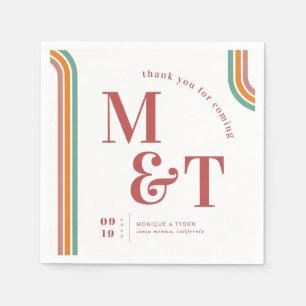 Roze   Retro Seventies Stripes   Weddenschapsmonog Servet