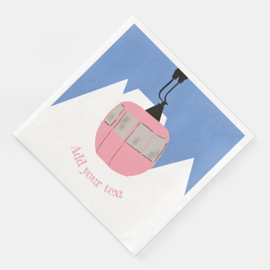 Roze Retro Skilift Skiën Sneeuwberg Servet (Hoek)