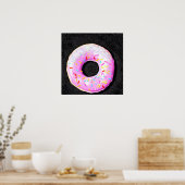 Roze Retro Sprinkle Donut Poster (Keuken)