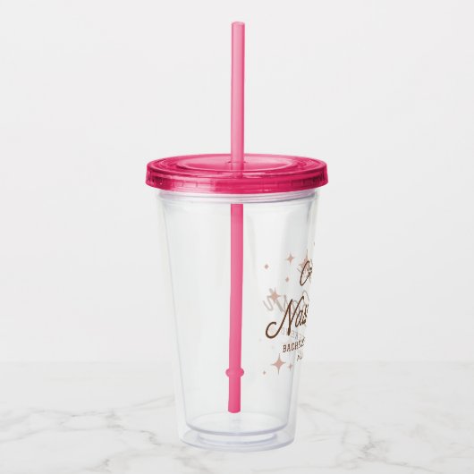Roze Retro Sterren Nash Bash Bachelorette Acryl Drinkbeker (Rechts)