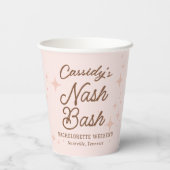 Roze Retro Sterren Nash Bash Bachelorette Papieren Bekers (Achterkant)