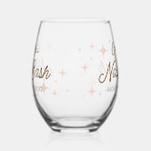 Roze Retro Sterren Nash Bash Bachelorette Wijnglas Zonder Voet (Rechts)