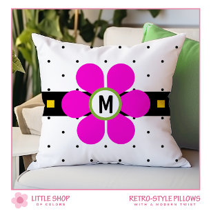 Roze Retro Stijl Flower Power Kussen