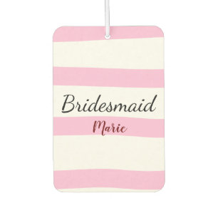Roze retro strepen jouw naam aangepast bridesmaïde luchtverfrisser