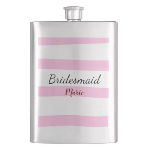 Roze retro strepen voeg je naam toe aan de bruidsm flacon