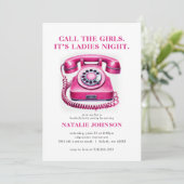 Roze Retro Telefoon Bel de Meisjes Bachelorette Pa Kaart (Staand voorkant)