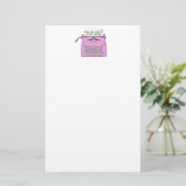 Roze Retro typemachine desktop, aangepast Briefpapier (Staand voorkant)