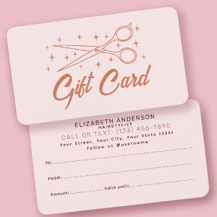 Roze Retro Typografie Haarstylist Gift Kaart
