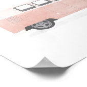 Roze Retro Van Nursery Decor Poster (Hoek)