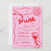 Roze Retro Vintage Drink in Love Bachelorette Kaart (Voorkant)
