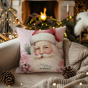 Roze Retro Vintage Kerst Kussen