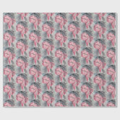 Roze retro Vintage kerstbulten Cadeaupapier (Vlak)