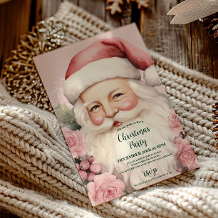 Roze Retro Vintage Kerstman Kaart