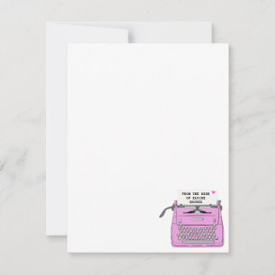Roze Retro Vintage Schrijfmachine Persoonlijk Bure Notitiekaartje