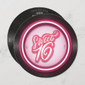 Roze retro vinylplaat zoete 16 verjaardag kaart (Voorkant / Achterkant)