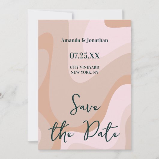 Roze Retro Wave Bruiloft Save The Date (Voorkant)