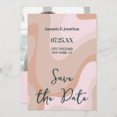 Roze Retro Wave Bruiloft Save The Date (Voorkant / Achterkant)