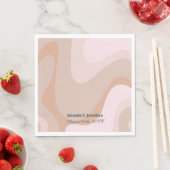 Roze Retro Wave Monogram Weddenschap Napkins Servet (Insitu)