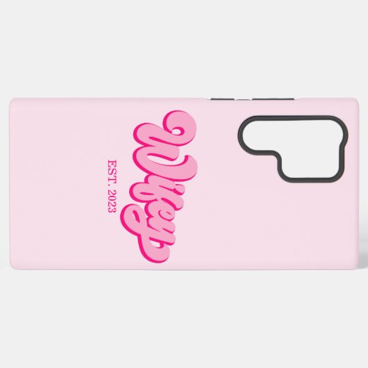 Roze retro Wifey Est. Jaar Bride Fiancé Samsung Galaxy Hoesje (Achterkant horizontaal)
