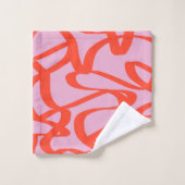 Roze Retrolijnen Moderne Abstracte penseelvormen Bad Handdoek (Wasdoekje)