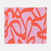 Roze Retrolijnen Moderne Abstracte penseelvormen Fleece Deken (Voorkant (Horizontaal))