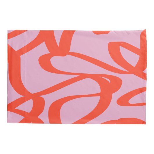 Roze Retrolijnen Moderne Abstracte penseelvormen Kussensloop (Achterkant)